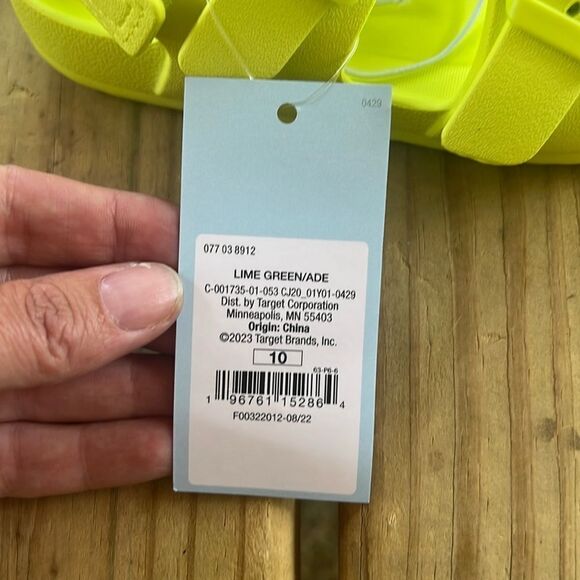 NWT Cat & Jack Size 10 Lime Green Easy On & Off Buckle Sandals Flip Flops - Picture 6 of 8
